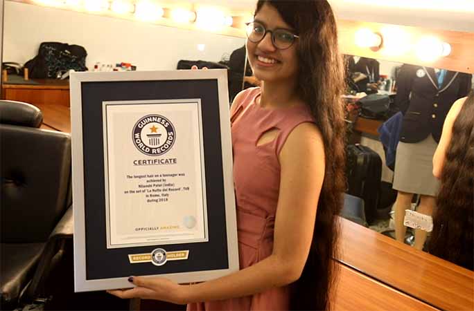 Nilanshi Patel with her Guinness World Record award