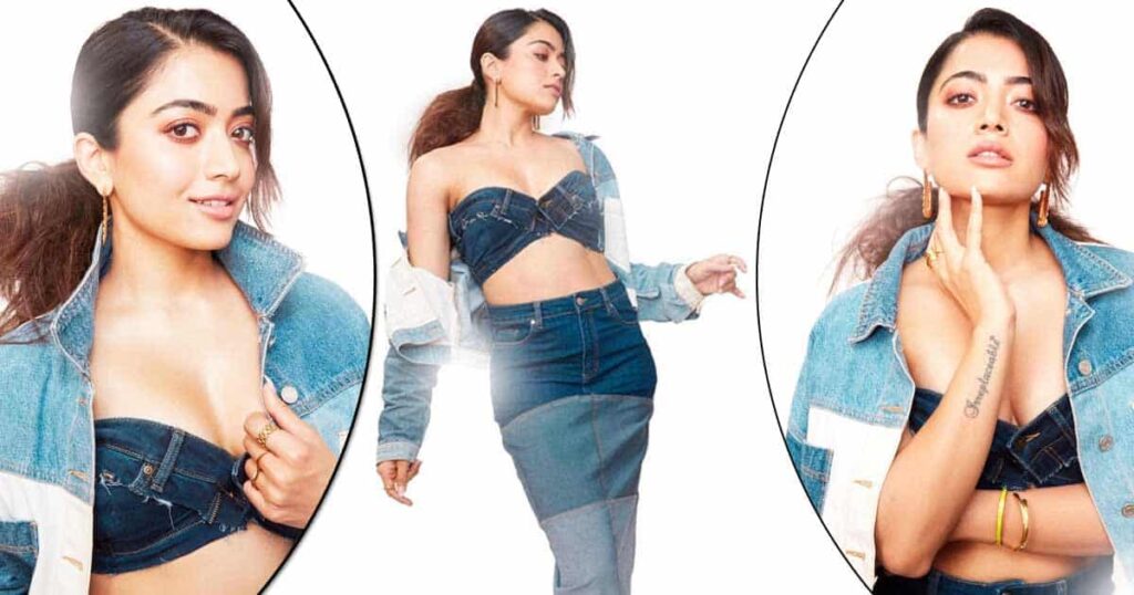 rashmika mandanna raises temperature shows how to look hot in a denim on denim outfit 01