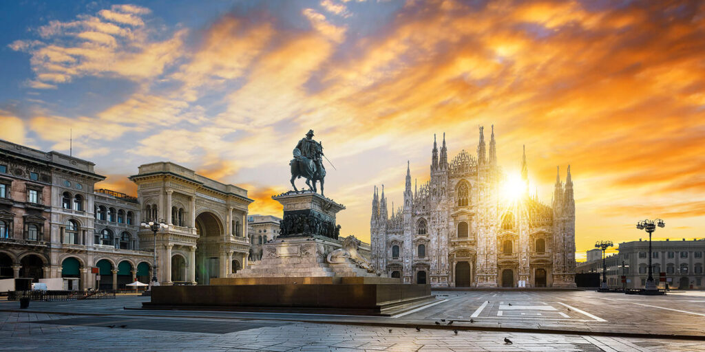 milan city center at sunset 1