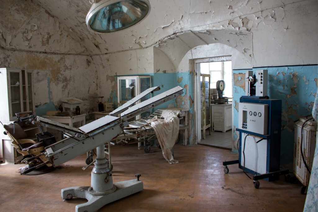 Old machinery in Patarei prison surgery room Estonia
